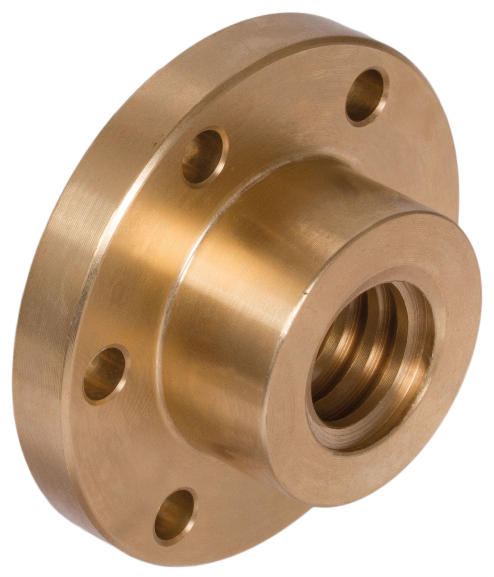 Einbaufertige Flanschmuttern, eingängig links, Rotguss