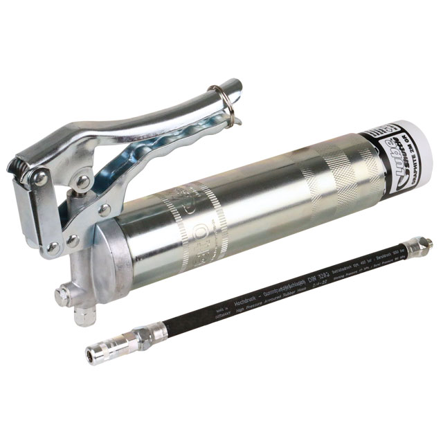 Einhand-Fettpresse mit Lube-Shuttle® System, Anschlussgewinde M10x1, mit Schlauch