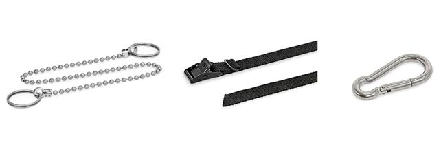 Halteseile, Spannriemen, Karabinerhaken