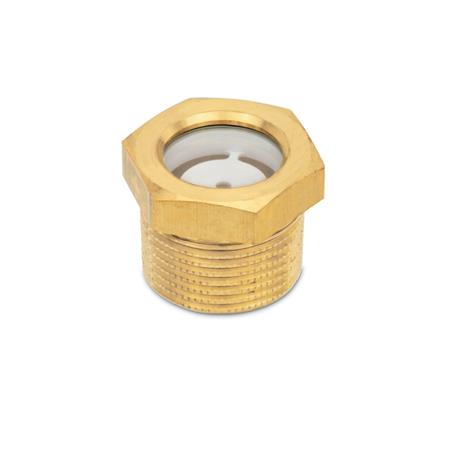 GN 743.8 Ölschaugläser mit kegeligem Gewinde, Messing / Sicherheitsglas (ESG)