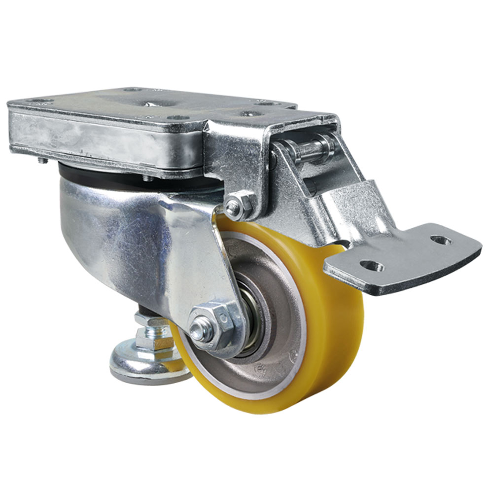 Premium-Heberollen mit Lochplatte, mit ortsfestem Hebel, Lauffläche Polyurethan