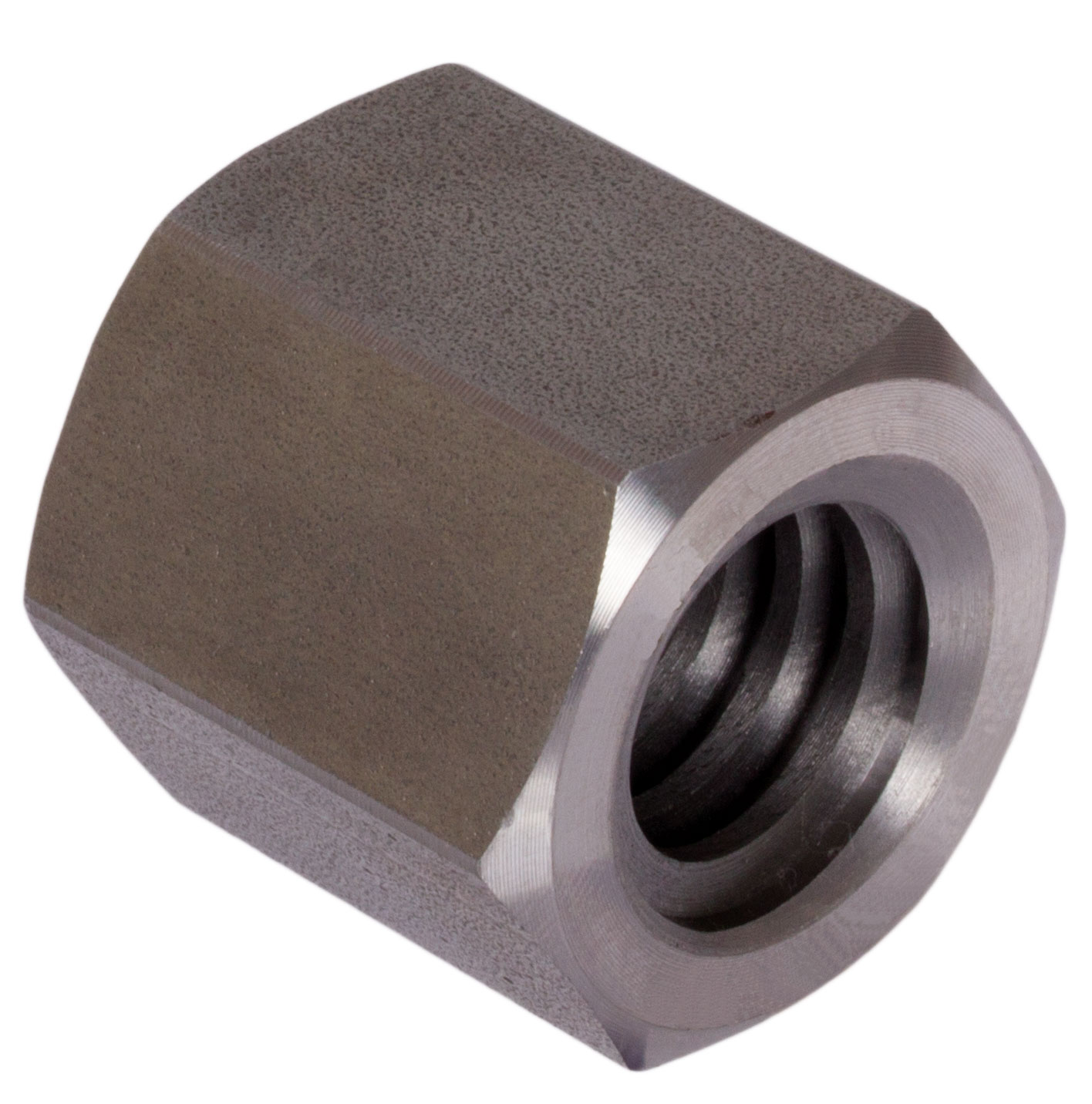 Sechskantmuttern mit Trapezgewinde, eingängig links, Stahl