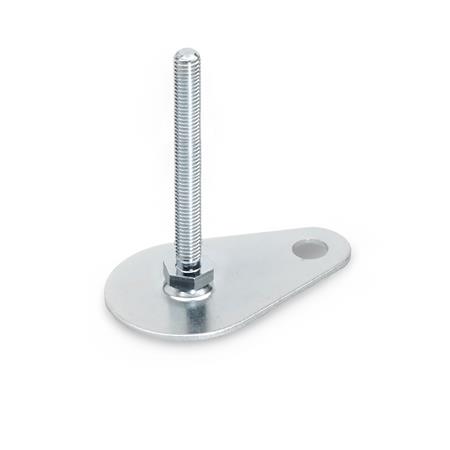 GN 42 Stellfüße, Stahl, mit Befestigungslasche, Tropfenform