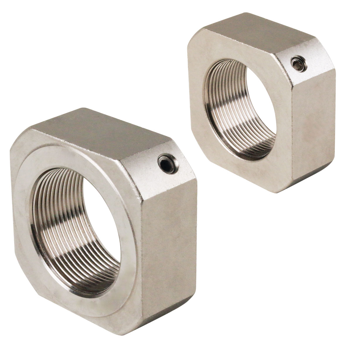 Wellenmuttern KMV quadratisch mit Sicherungsstiften, Stahl vernickelt