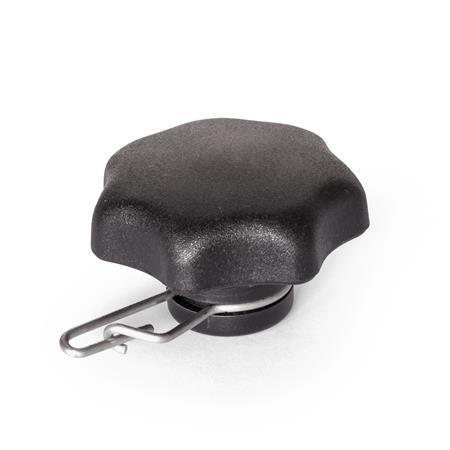 GN 6336.13 Sterngriffe, Kunststoff, Gewindebuchse Edelstahl, mit Verliersicherung