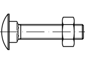 DIN 603 Mu Stahl F Flachrundschrauben mit Vierkantansatz, mit Mutter, F = Gewinde bis Vierk.