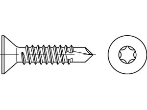 DIN 7504 Stahl Form P-ISR galvanisch verzinkt Bohrschrauben, mit Blechschrauben-Gew., mit Senkkopf nach DIN 7982, mit ISR