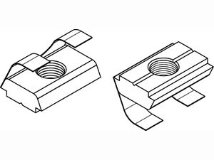 Artikel 87013 Stahl für Profil 10 galvanisch verzinkt Muttern für T-Nuten ohne Potentialausgl. mit Führungssteg und Feder