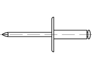 Artikel 88414 Niet Al-Leg. C-K 16 Dorn Al-Leg. Offene Blindniete mit Sollbruchdorn, ~DIN 7337, großer Flachkopf (Ø = 16)