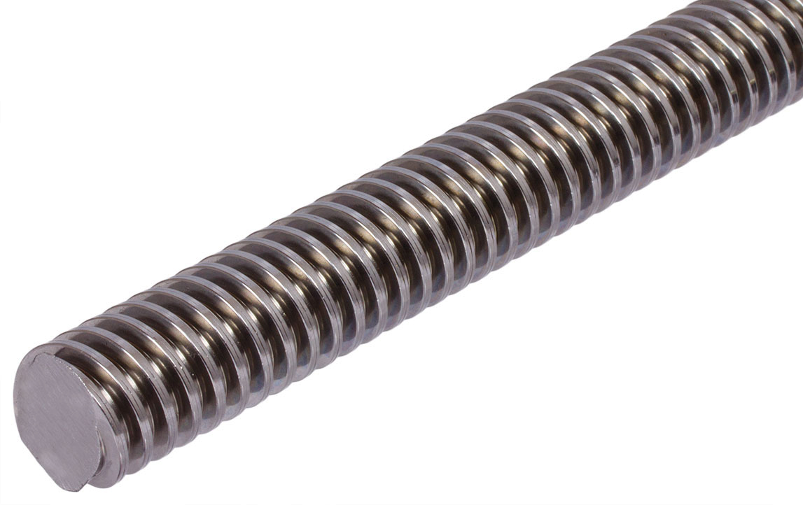 Trapezgewinde- Spindeln zweigängig rechts, Stahl, Länge 1,5m