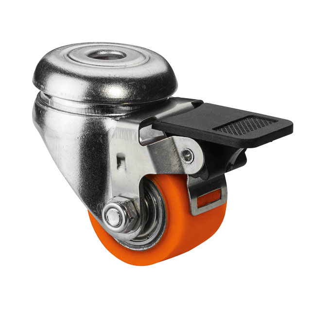 Kompaktrollen, Lenkrollen mit Feststeller und Rückenloch, TPU-Rad