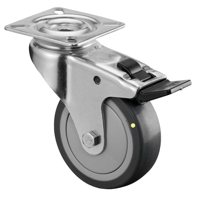 Apparaterollen, Lenkrollen mit Feststeller und Lochplatte, leichte Ausführung, elektrisch leitfähig