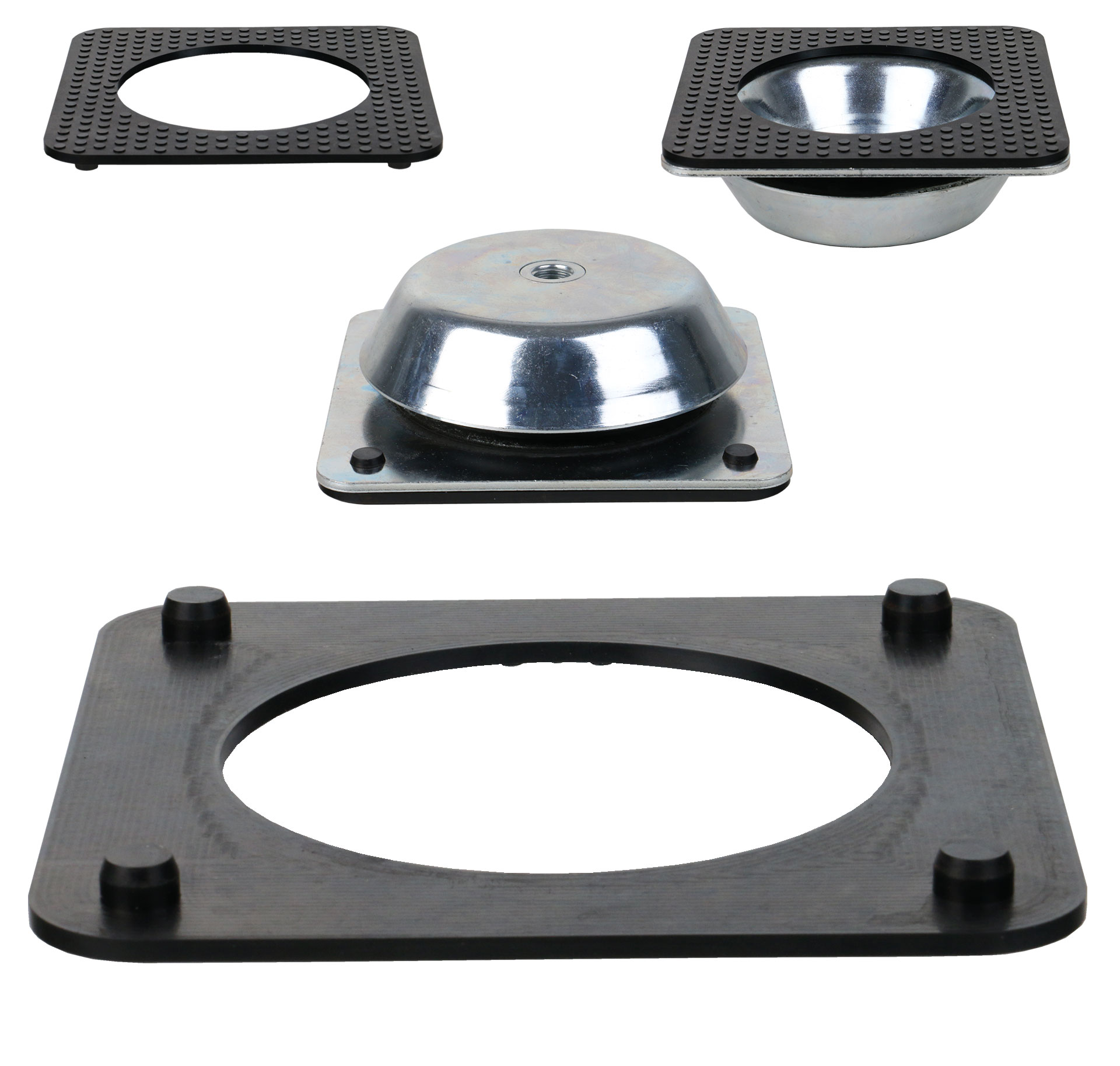 Gummiunterlagen für Maschinenfüße mit quadratischem Flansch