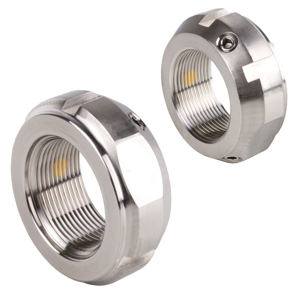 Wellenmuttern KMT-R mit Sicherungsstiften, rostfrei