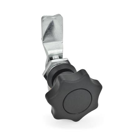 GN 115 Verriegelungen, Zink-Druckguss, Betätigung mit Bedienelement, nicht abschließbar, Gehäusebund schwarz