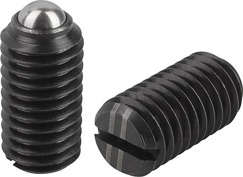 Federnde Druckstücke mit Schlitz und Kugel, Sta...