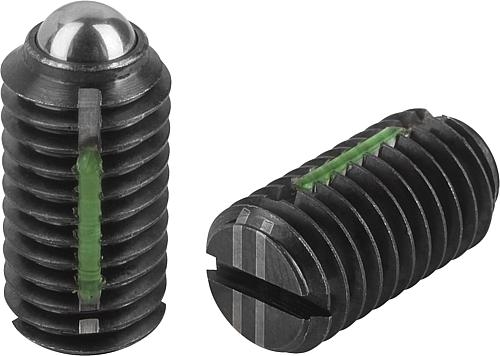 Federnde Druckstücke mit Schlitz und Kugel, Sta...