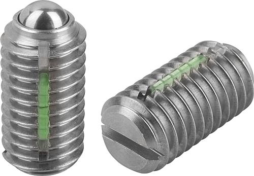 Federnde Druckstücke mit Schlitz und Kugel, Ede...