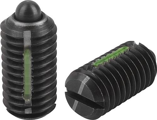 Federnde Druckstücke mit Schlitz und Druckstift...