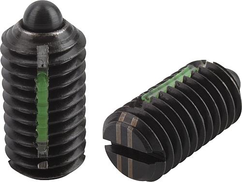 Federnde Druckstücke mit Schlitz und Druckstift...