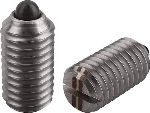 Federnde Druckstücke mit Schlitz und Druckstift...