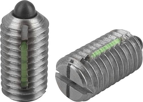 Federnde Druckstücke mit Schlitz und Druckstift...