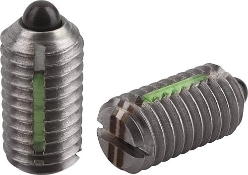 Federnde Druckstücke mit Schlitz und Druckstift...