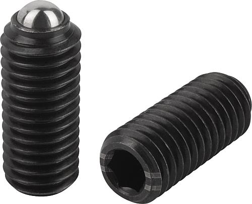 Federnde Druckstücke mit Innensechskant und Kug...