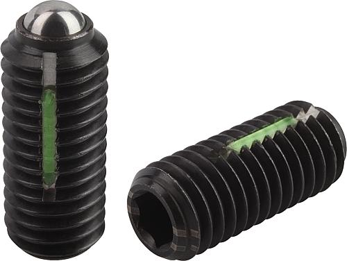 Federnde Druckstücke mit Innensechskant und Kug...