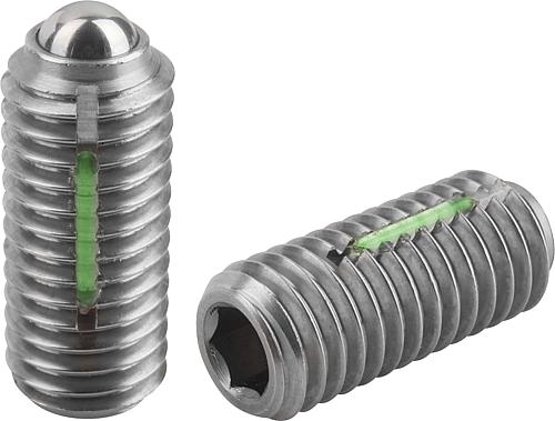 Federnde Druckstücke mit Innensechskant und Kug...