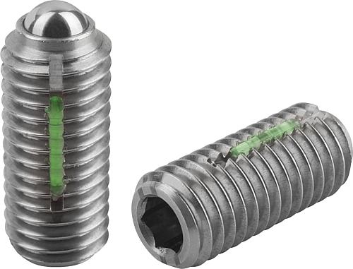 Federnde Druckstücke mit Innensechskant und Kug...