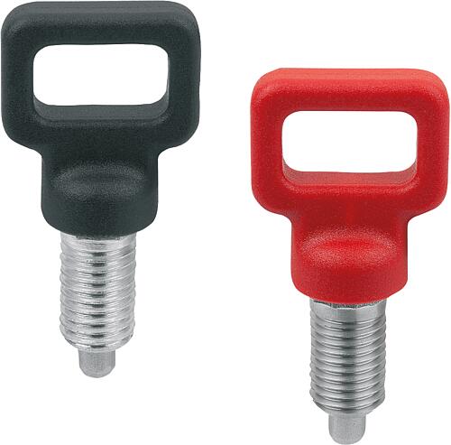 Arretierbolzen Stahl oder Edelstahl, mit Kunsts...