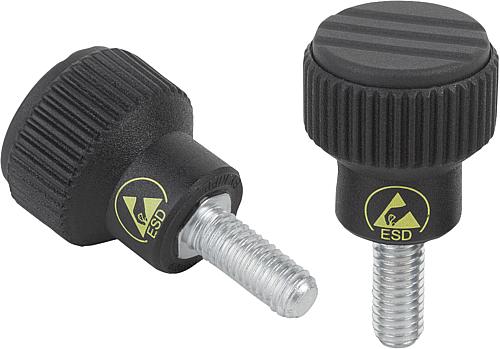 Rändelknöpfe antistatisch mit Außengewinde