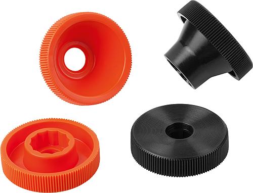 Rändelknöpfe für Schrauben mit Außensechskant