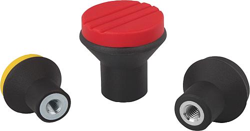 Pilzknöpfe Kunststoff mit Innengewinde und Deckel