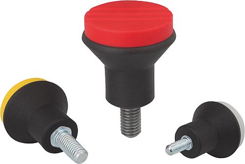 Pilzknöpfe Kunststoff mit Außengewinde und Deckel