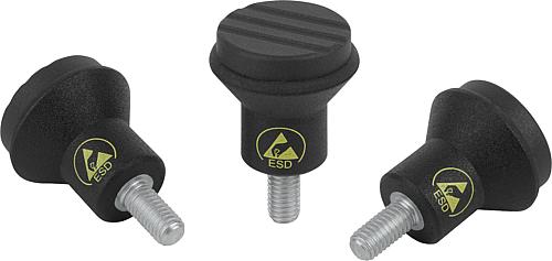 Pilzknöpfe antistatisch mit Außengewinde