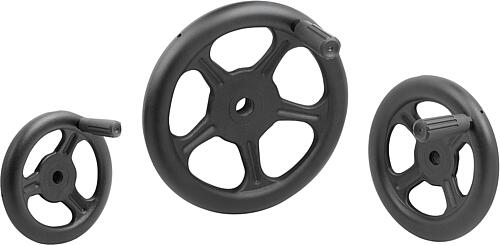 Speichenhandräder aus Stahlblech, mit Zylinderg...