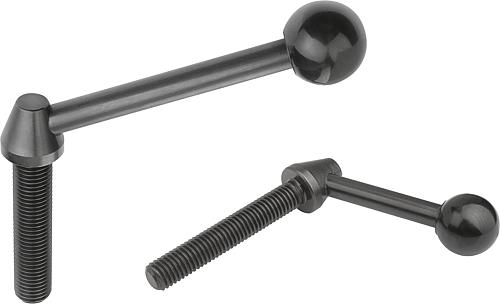 Klemmhebel Stahl mit Außengewinde und Kunststof...