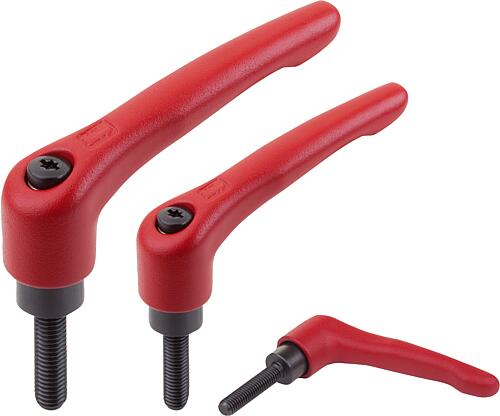 Klemmhebel Stahl, mit Außengewinde, rubinrot, G...