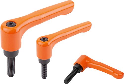 Klemmhebel Zinkdruckguss, flach, mit Außengewin...