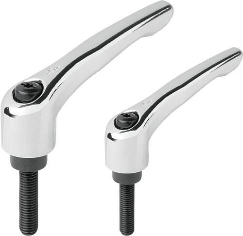 Klemmhebel mit Außengewinde, hochglanzverchromt...