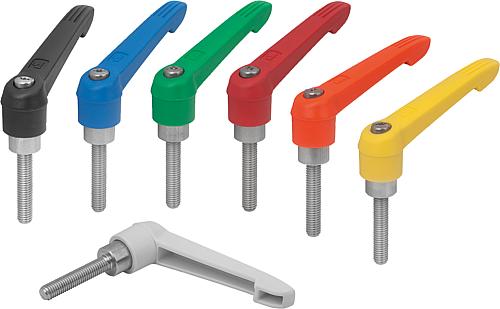 Klemmhebel Kunststoff, mit Außengewinde und Zah...