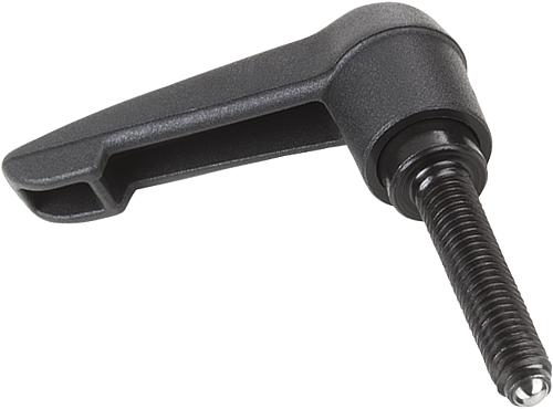 Klemmhebel Kunststoff mit Außengewinde und Kuge...