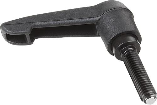 Klemmhebel Kunststoff mit Außengewinde und Kuge...