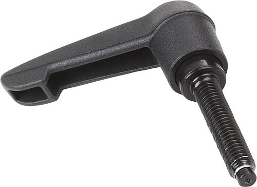 Klemmhebel Kunststoff mit Außengewinde und Spit...