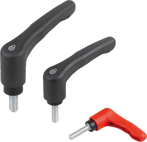 Klemmhebel Kunststoff mit Außengewinde und Sich...