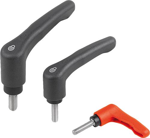 Klemmhebel Kunststoff mit Außengewinde und Sic...
