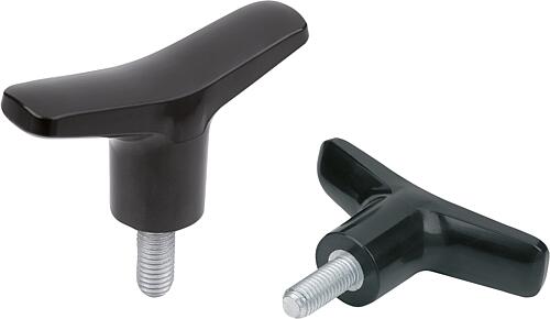 T-Griffe Kunststoff, Form L, Außengewinde