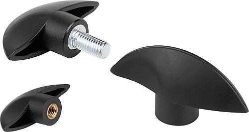 Flügelgriffe Kunststoff, Gewindeeinsatz Messing...